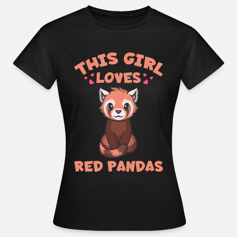 Panda Rouge Panda Rouge Panda Ours Panda Petit Ours - Dame-T-shirt - sort