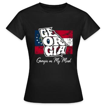 Georgien auf meinem Kopf - Slogan von GA - Frauen T-Shirt - Schwarz - Vorne - AI Model Female 172 dark (172cm)
