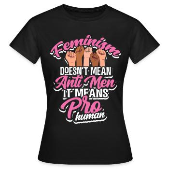Feministin - Frauen T-Shirt - Schwarz - Vorne - AI Model Female 172 dark (172cm)