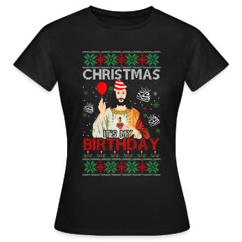 Anniversaire de chandail de Noël laid - T-shirt Femme - noir - Devant - AI Model Female 172 dark (172cm)