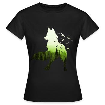Renard silhouette protection du climat forêt renard - T-shirt Femme - noir - Devant - AI Model Female 172 dark (172cm)