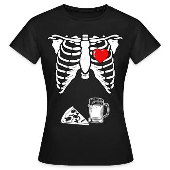 Skeleton Pregnancy Pizza Beer Xray - Frauen T-Shirt - Schwarz - Vorne - AI Model Female 172 dark (172cm)