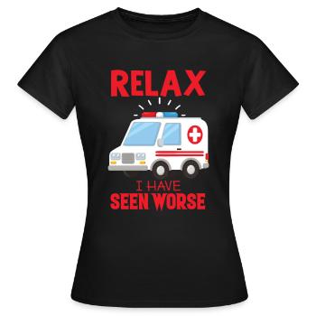 Rettungswagen Spruch Sanitäter Notfall - Frauen T-Shirt - Schwarz - Vorne - AI Model Female 172 dark (172cm)