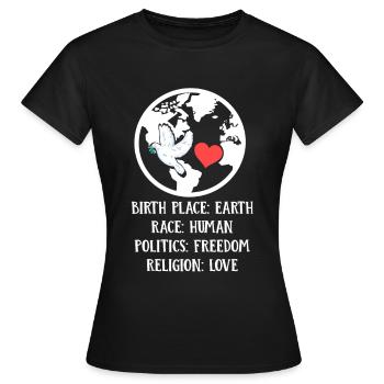 Journée des droits de l'homme Humanité Paix Liberté - T-shirt Femme - noir - Devant - AI Model Female 172 dark (172cm)