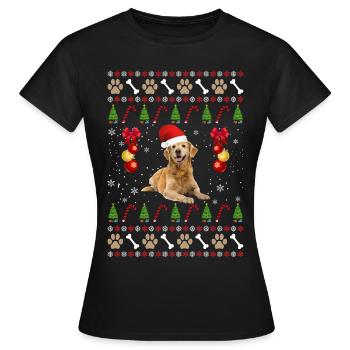 Idée cadeau de chandail de chien de Noël laid - T-shirt Femme - noir - Devant - AI Model Female 172 dark (172cm)