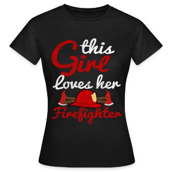 Service d'incendie femme pompier appel d'urgence clignotant - T-shirt Femme - noir - Devant - AI Model Female 172 dark (172cm)