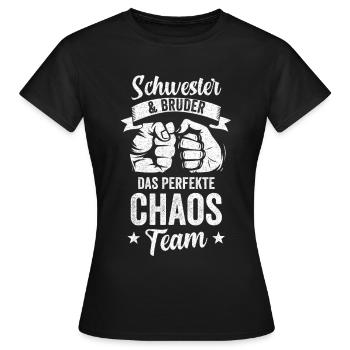 Schwester Und Bruder das perfekte Chaos Team Gesch - Frauen T-Shirt - Schwarz - Vorne - AI Model Female 172 dark (172cm)