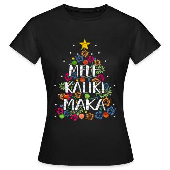 Mele Kalikimaka Hawaii Weihnachten - Frauen T-Shirt - Schwarz - Vorne - AI Model Female 172 dark (172cm)