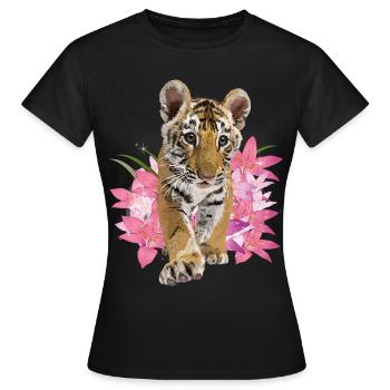 bengalischer Tiger - Frauen T-Shirt - Schwarz - Vorne - AI Model Female 172 dark (172cm)