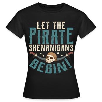 Pirat tshirt Freibeuter Piratenbucht Säbel Skull - Frauen T-Shirt - Schwarz - Vorne - AI Model Female 172 dark (172cm)