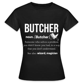 Metzger - Frauen T-Shirt - Schwarz - Vorne - AI Model Female 172 dark (172cm)