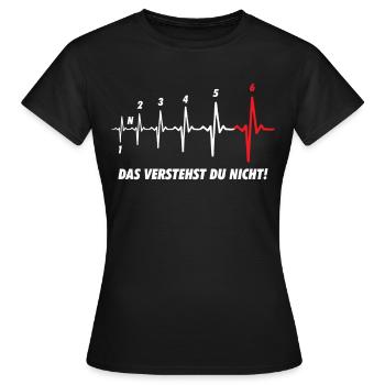Motorrad Herzschlag 6 Gänge Gangschaltung - Frauen T-Shirt - Schwarz - Vorne - AI Model Female 172 dark (172cm)