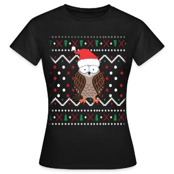 Noël laid hibou - T-shirt Femme - noir - Devant - AI Model Female 172 dark (172cm)