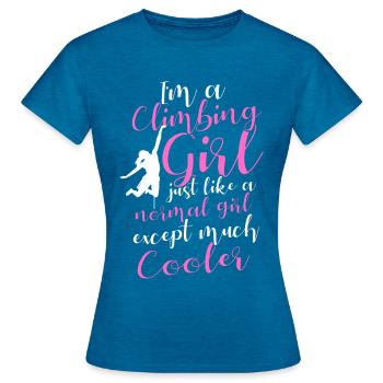 Escalade fille gratuit escalade parc d'escalade - T-shirt Femme - bleu saphir antique chiné - Devant - AI Model Female 172 dark (172cm)