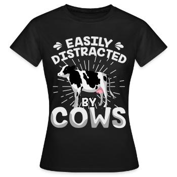 Kühe Kuh Rind Milchkuh Bauer Cow Kälbchen Euter - Frauen T-Shirt - Schwarz - Vorne - AI Model Female 172 dark (172cm)