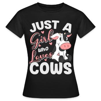 Kuh Malen Cow Rind Käkbchen Bäuerin Milch Nutztier - Frauen T-Shirt - Schwarz - Vorne - AI Model Female 172 dark (172cm)