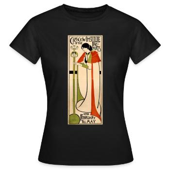 Arts & Crafts Art Nouveau Art Nouveau Glagow 1900 - T-shirt Femme - noir - Devant - AI Model Female 172 dark (172cm)