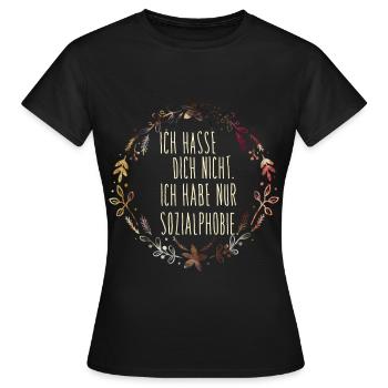 Je ne vous hais pas. Je n'ai qu'une phobie sociale. - T-shirt Femme - noir - Devant - AI Model Female 172 dark (172cm)