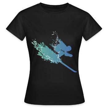 skifahren wintersport ski skiurlaub skifahrer wint - Frauen T-Shirt - Schwarz - Vorne - AI Model Female 172 dark (172cm)