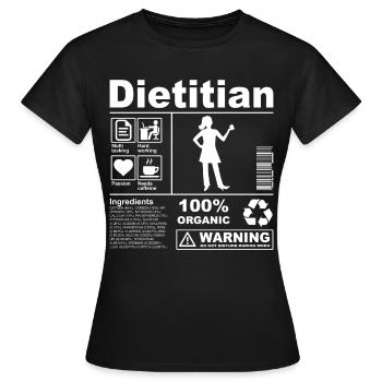 Description du produit diététiste - T-shirt Femme - noir - Devant - AI Model Female 172 dark (172cm)