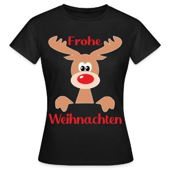 Rentier Advent - Frauen T-Shirt - Schwarz - Vorne - AI Model Female 172 dark (172cm)