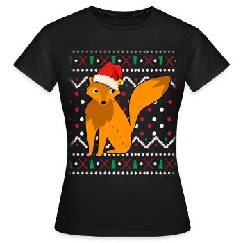Fox laid Noël - T-shirt Femme - noir - Devant - AI Model Female 172 dark (172cm)