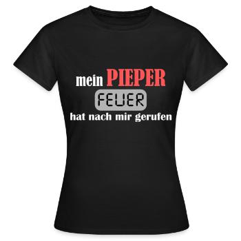 Notruf freiwillige Feuerwehr Pieper - Frauen T-Shirt - Schwarz - Vorne - AI Model Female 172 dark (172cm)