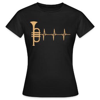 Trumpet heartbeat musician concert - Women's T-Shirt - black - Front - AI Model Female 172 dark (172cm)