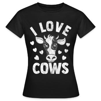 Kühe Kuh Rind Milchkuh Bauer Cow Kälbchen Euter - Frauen T-Shirt - Schwarz - Vorne - AI Model Female 172 dark (172cm)