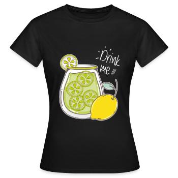 Limonade Citron Boisson Rafraîchissement estivale - T-shirt Femme - noir - Devant - AI Model Female 172 dark (172cm)