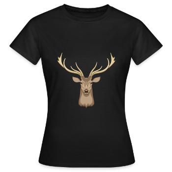 Cerf Bois Bois Chasseurs de cerfs - T-shirt Femme - noir - Devant - AI Model Female 172 dark (172cm)