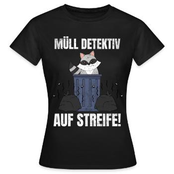 Waschbär Müll Detektiv im Einsatz - Frauen T-Shirt - Schwarz - Vorne - AI Model Female 172 dark (172cm)