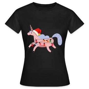 Noël laid de licorne - T-shirt Femme - noir - Devant - AI Model Female 172 dark (172cm)
