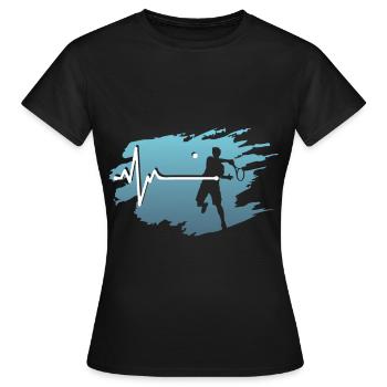 tennis tennis joueur de tennis raquette court de tennis sp - T-shirt Femme - noir - Devant - AI Model Female 172 dark (172cm)