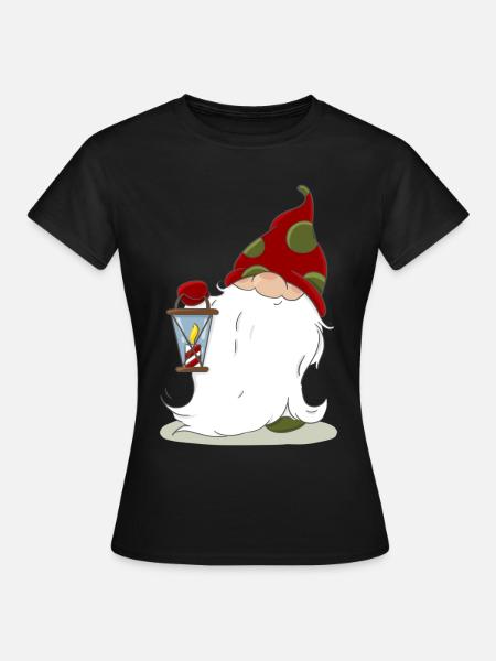 Weihnachten nordische Elf Wichtel Zwerg Laterne - Frauen T-Shirt - Schwarz