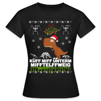 KÜSS MICH UNTERM MISTELZWEIG DINO - Frauen T-Shirt - Schwarz - Vorne - AI Model Female 172 dark (172cm)