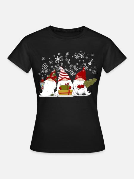 Nordische Weihnachten Gnome Elfen Wichtel Geschenk - Frauen T-Shirt - Schwarz