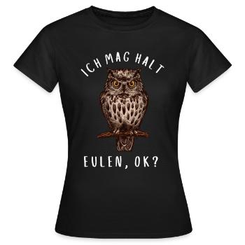 J'aime les hiboux, d'accord? - T-shirt Femme - noir - Devant - AI Model Female 172 dark (172cm)