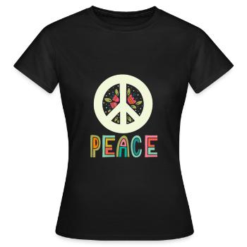 Paix rétro symbole paix paix symbole - T-shirt Femme - noir - Devant - AI Model Female 172 dark (172cm)