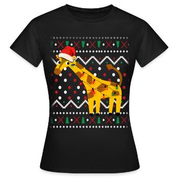 Noël laid girafe - T-shirt Femme - noir - Devant - AI Model Female 172 dark (172cm)