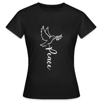 Peace Bird Peace Branche d'Olivier Peace - T-shirt Femme - noir - Devant - AI Model Female 172 dark (172cm)