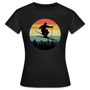 Ski Freeride Winter Sports Skiing Freeride Powder - Women's T-Shirt - black - Front - AI Model Female 172 dark (172cm)