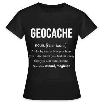 Geocache GPS Outdoor Lost place cadeau - T-shirt Femme - noir - Devant - AI Model Female 172 dark (172cm)