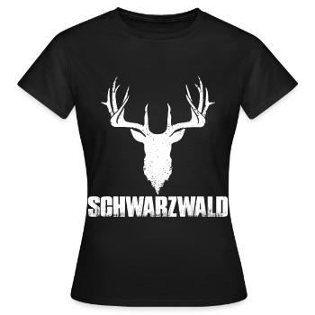Schwarzwald Hirsch Reh Rentier Wald Rotwild - Frauen T-Shirt - Schwarz - Vorne - AI Model Female 172 dark (172cm)