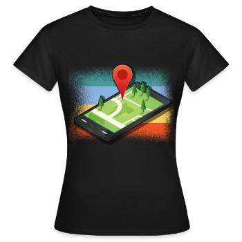 Geocache GPS Outdoor Lost place cadeau - T-shirt Femme - noir - Devant - AI Model Female 172 dark (172cm)