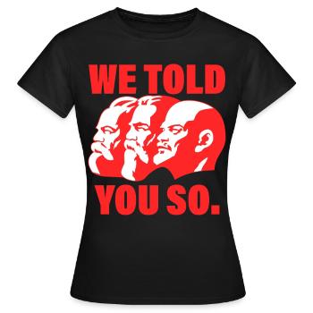Marx, Engels und Lenin Kommunismus Spruch - Frauen T-Shirt - Schwarz - Vorne - AI Model Female 172 dark (172cm)