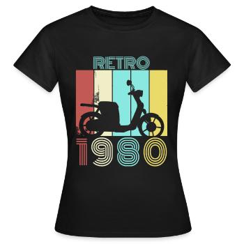1980 80er Rollerfahrer - Frauen T-Shirt - Schwarz - Vorne - AI Model Female 172 dark (172cm)