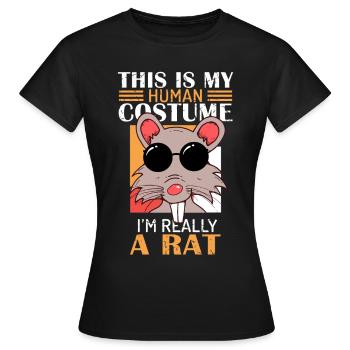 Rat, amoureux des rats, rats - T-shirt Femme - noir - Devant - AI Model Female 172 dark (172cm)