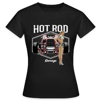 Hot Rod Garage Girl - Frauen T-Shirt - Schwarz - Vorne - AI Model Female 172 dark (172cm)