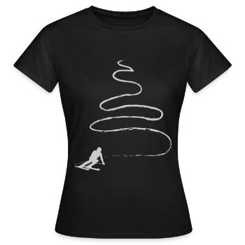 Ski resort mit Skilehrer in Skischule in Alpen - Frauen T-Shirt - Schwarz - Vorne - AI Model Female 172 dark (172cm)